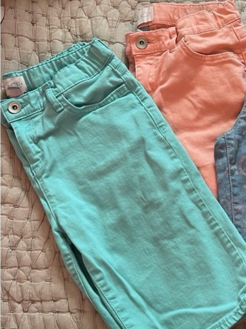 THE CHILDRENS PLACE  set of 2 skimmers/bermuda shorts  size 12- Mint and Coral